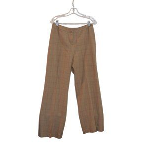 i.e. Petite Tan Plaid Lines Pattern Straight Flare Bulgaria MRise Suit Pants 8P